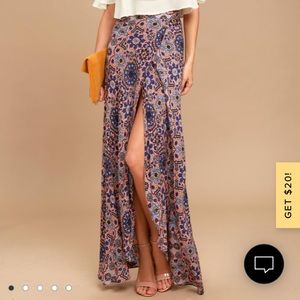 Dancing with Daisies Mauve Print Maxi Skirt